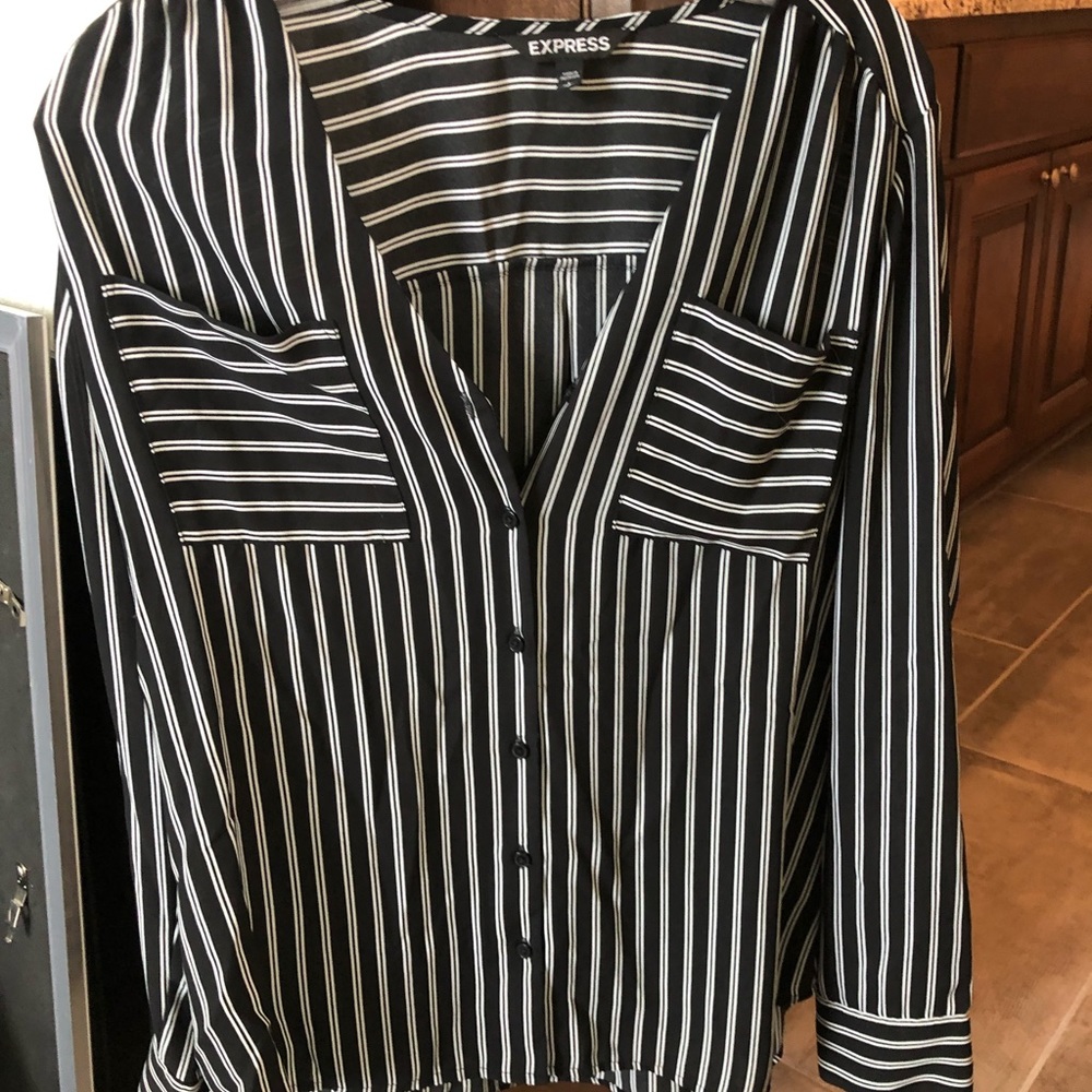 Express striped portofino button down blouse